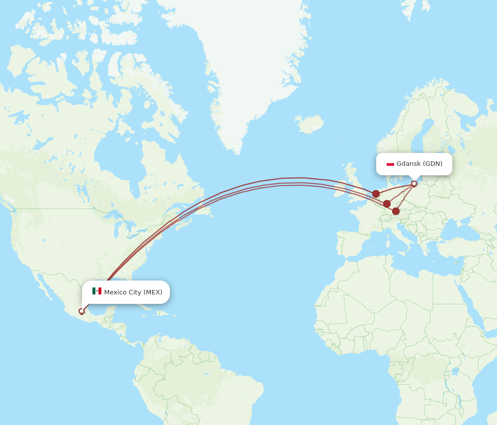 MEX-GDN flight routes