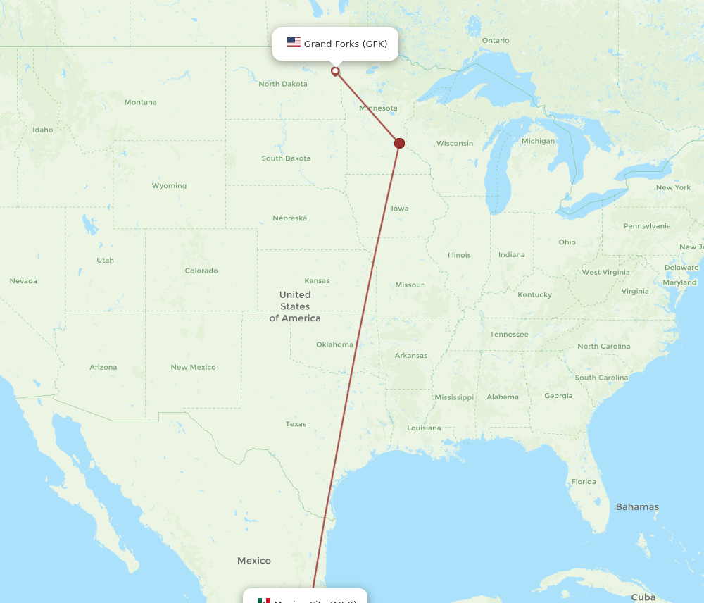 MEX-GFK flight routes