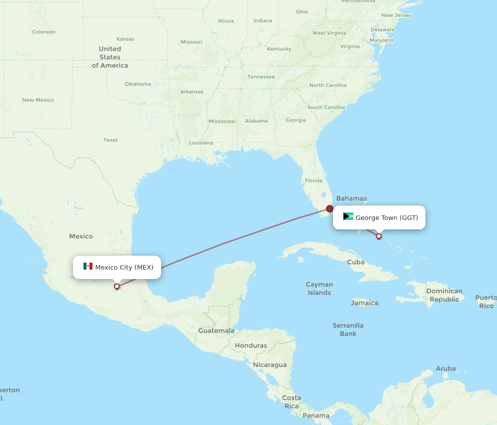 MEX-GGT flight routes