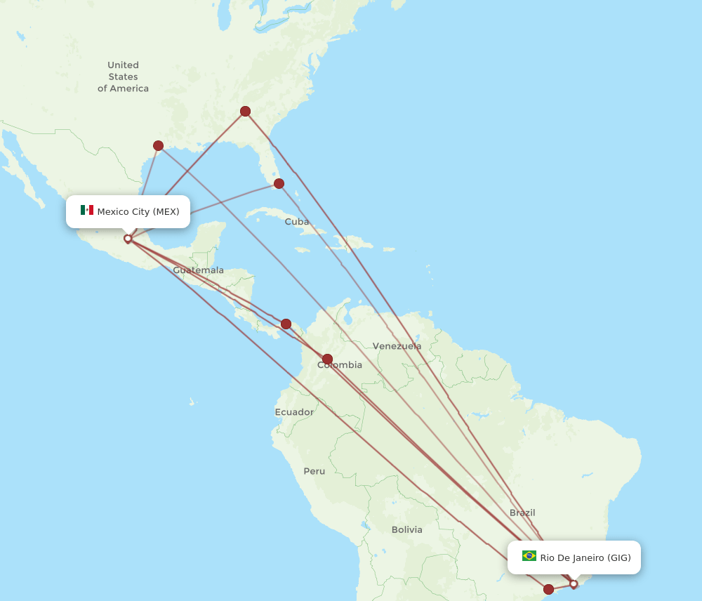 MEX-GIG flight routes