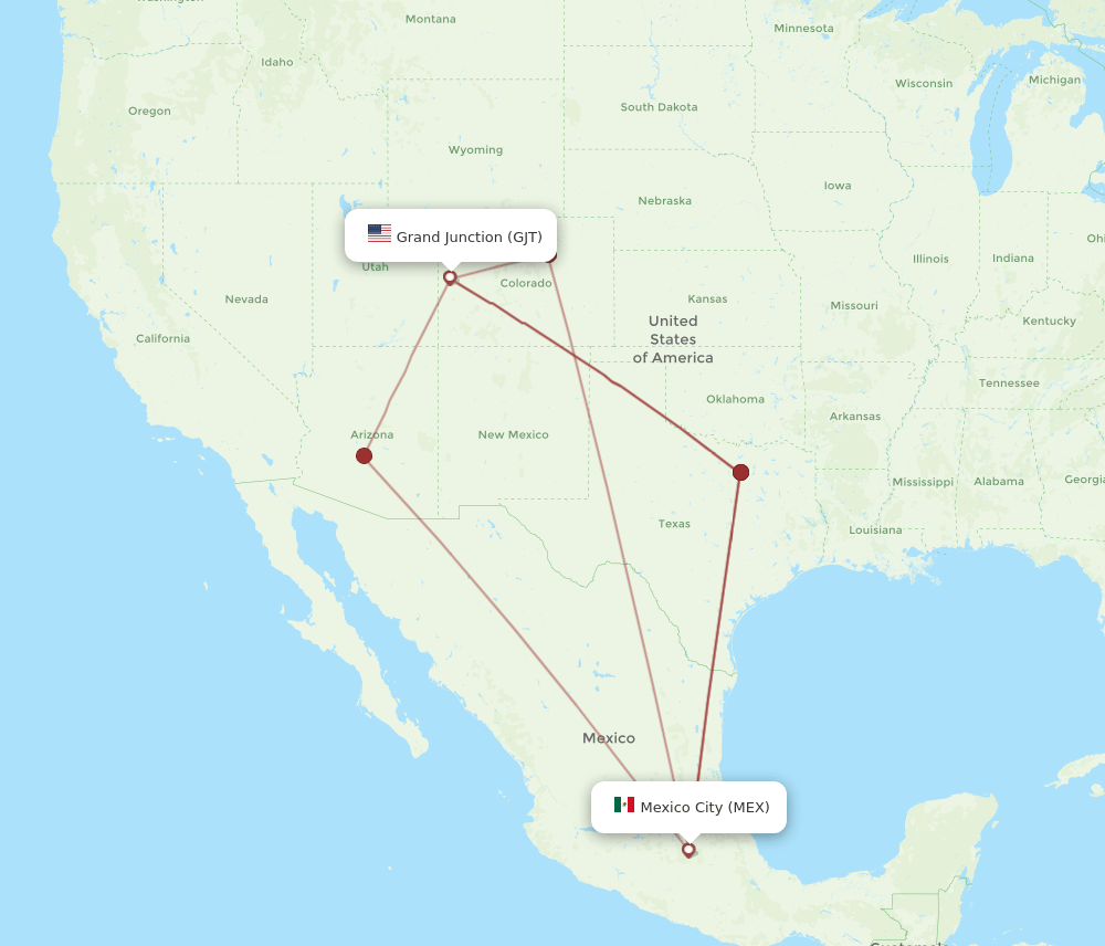MEX-GJT flight routes