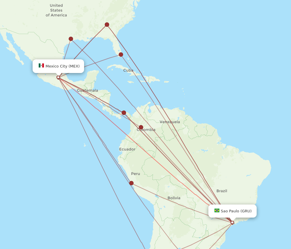 MEX-GRU flight routes