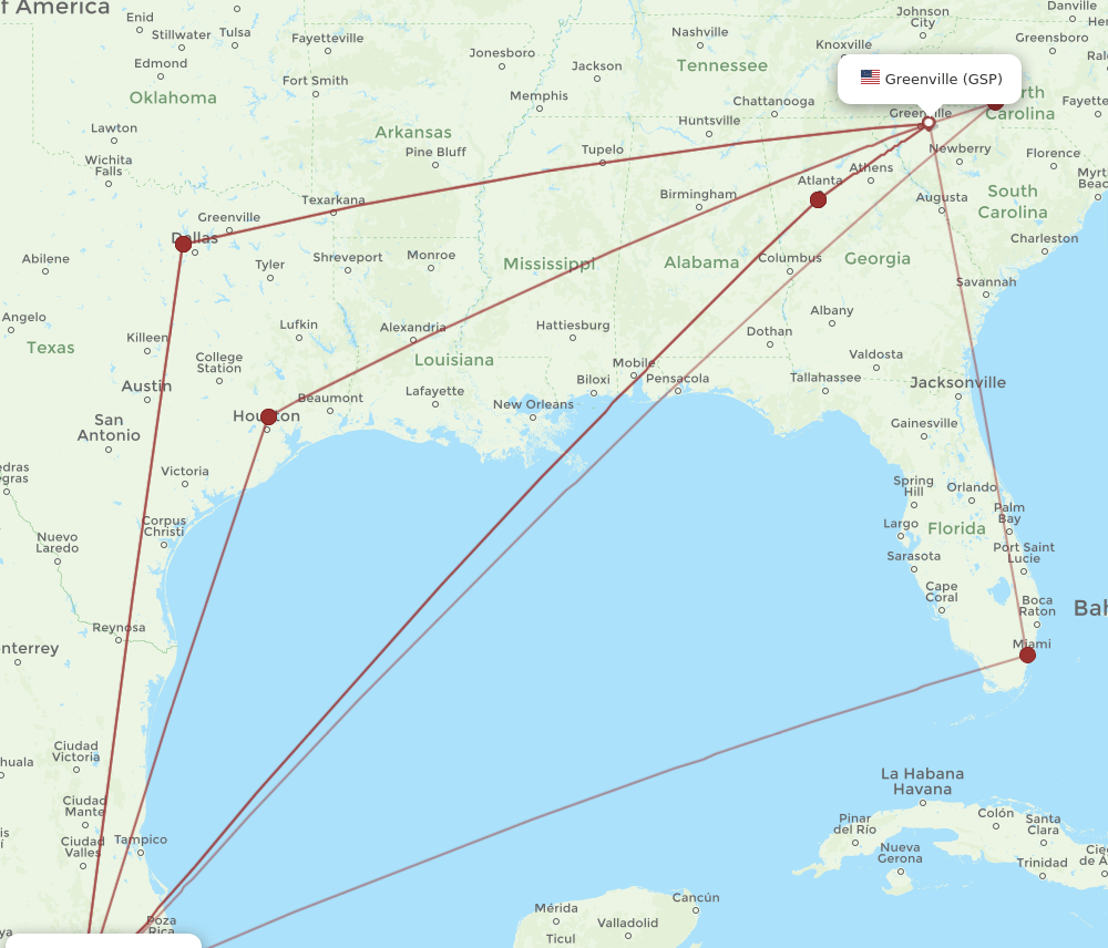 MEX-GSP flight routes
