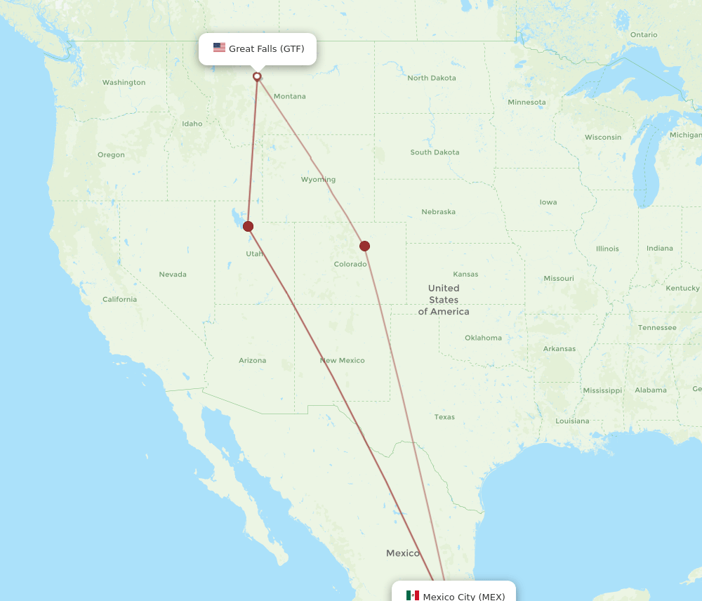 MEX-GTF flight routes