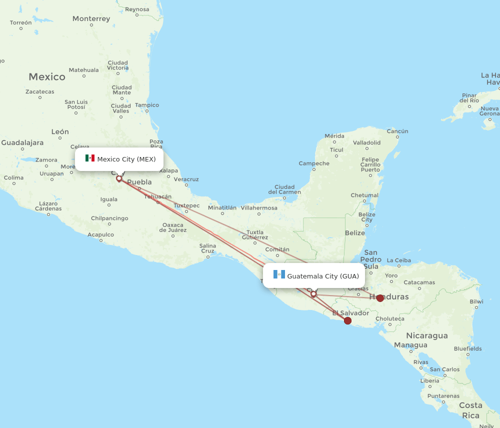 MEX-GUA flight routes