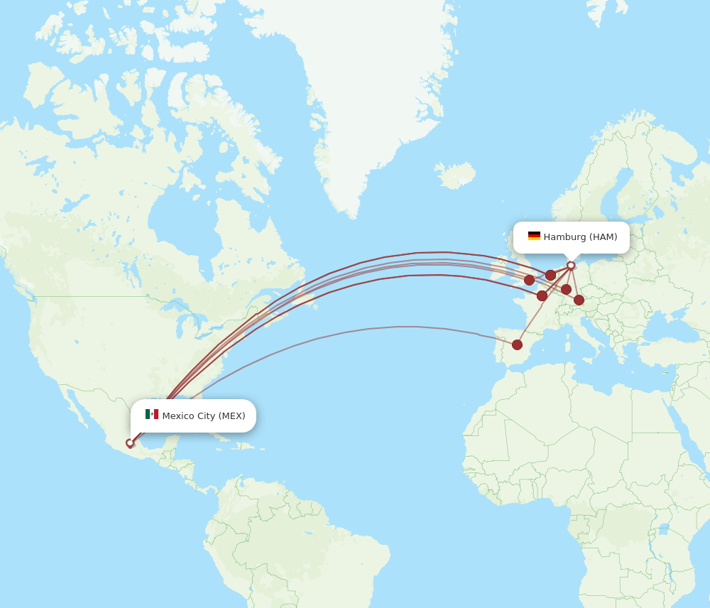 MEX-HAM flight routes
