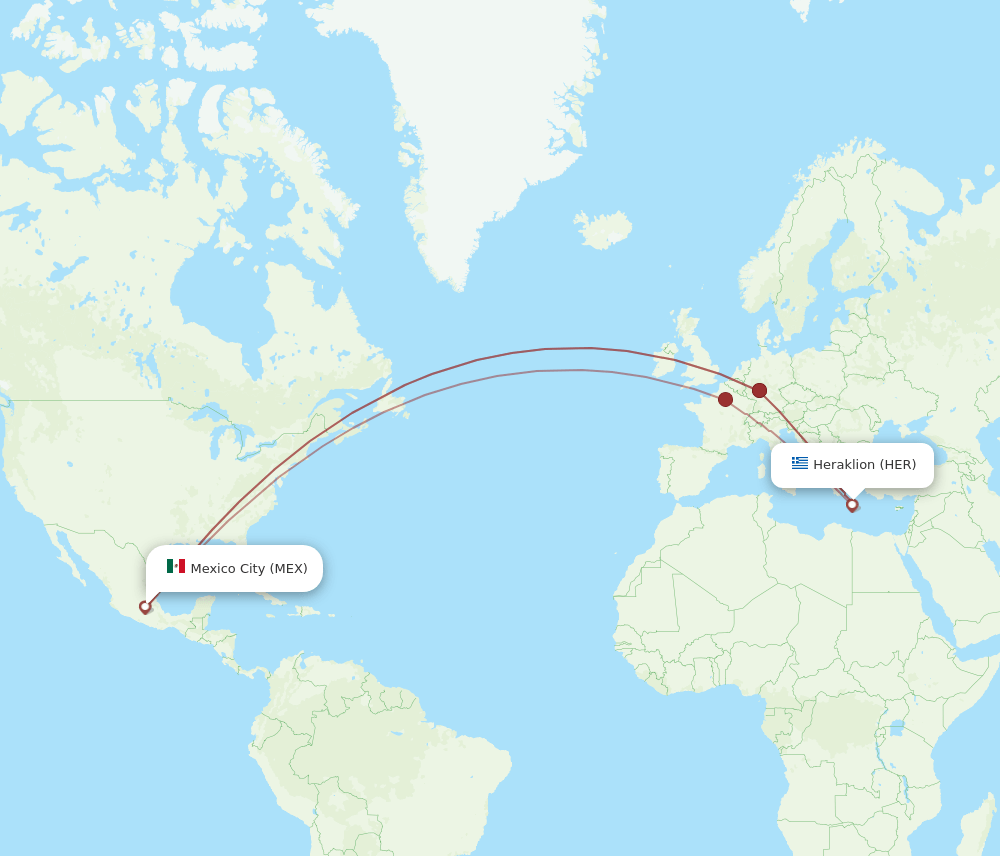 MEX to HER flights and routes map