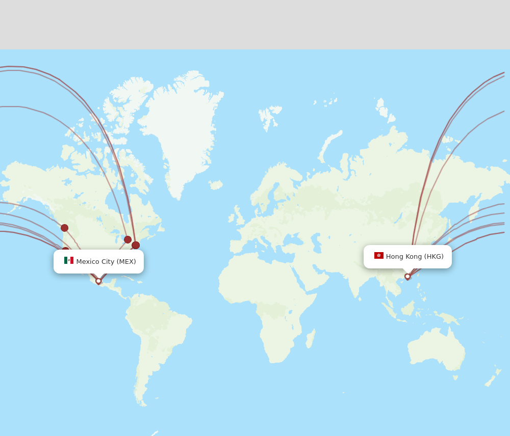 MEX to HKG flights and routes map