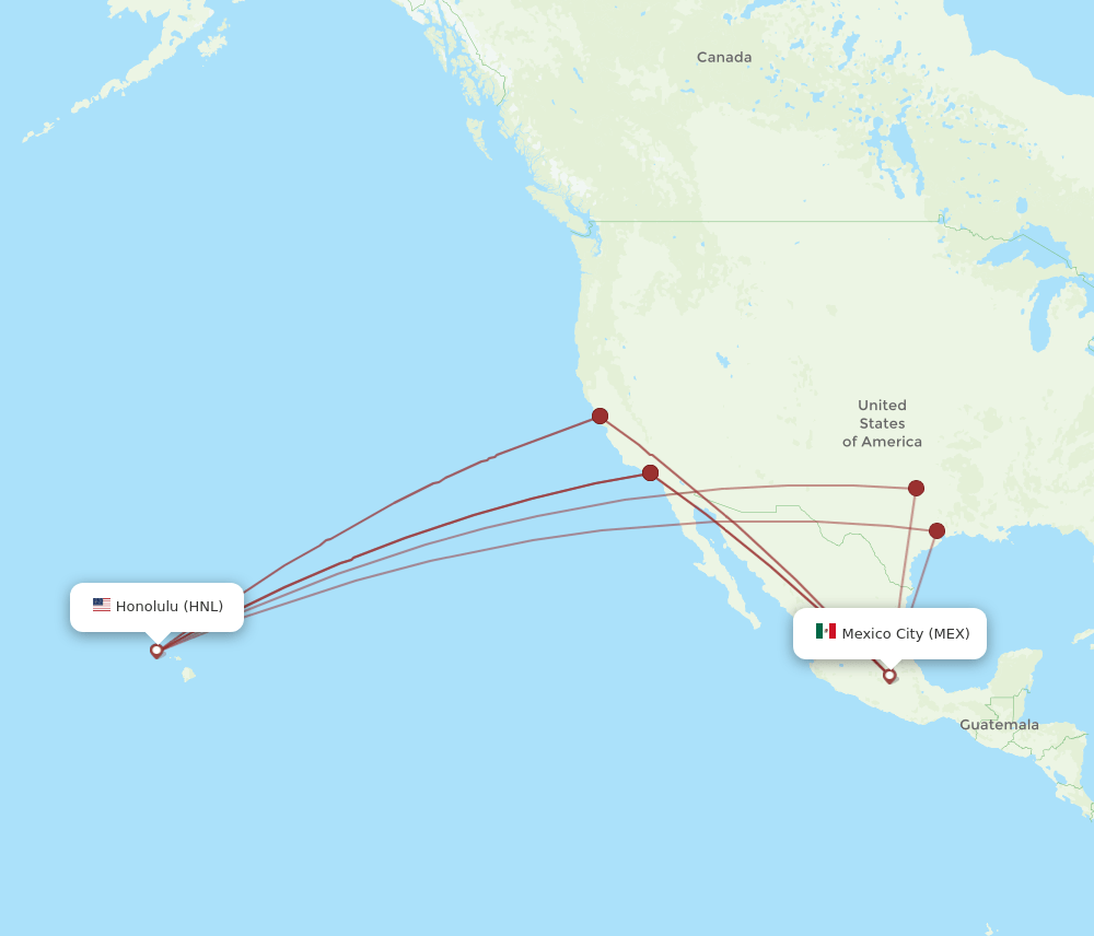 MEX-HNL flight routes