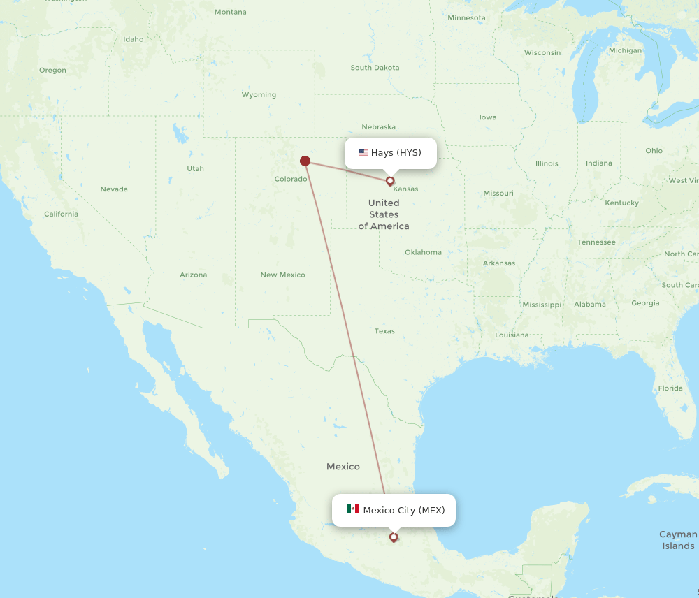 MEX-HYS flight routes