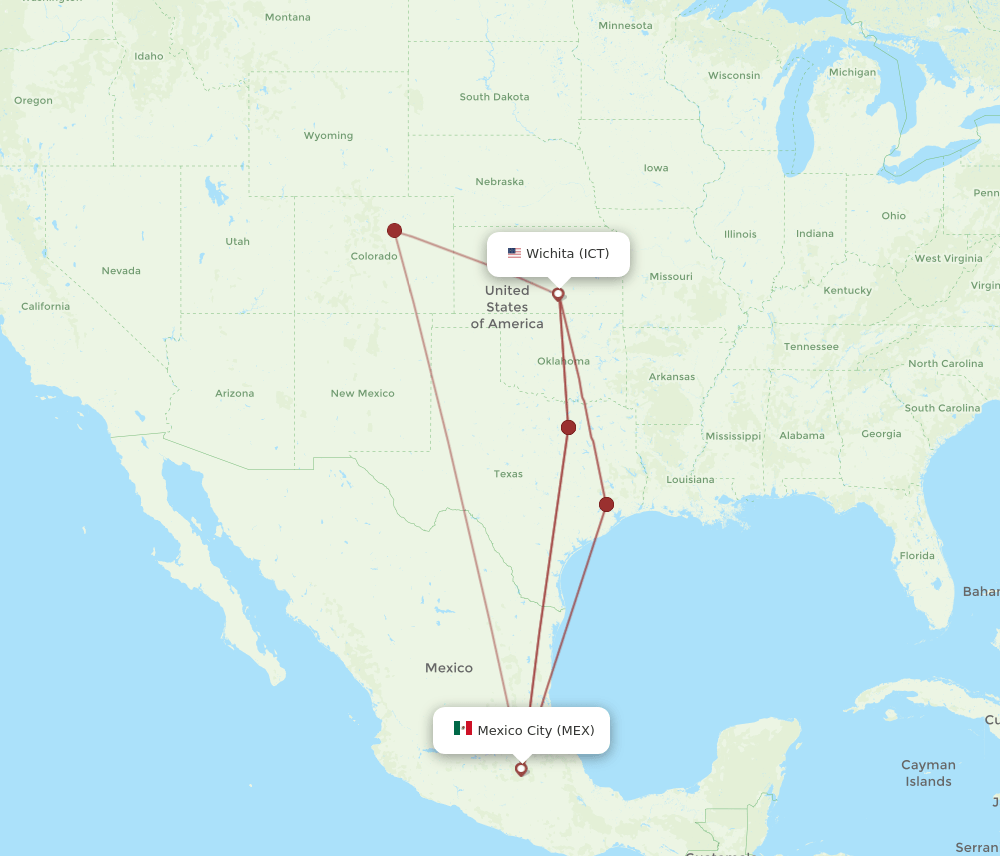 MEX-ICT flight routes