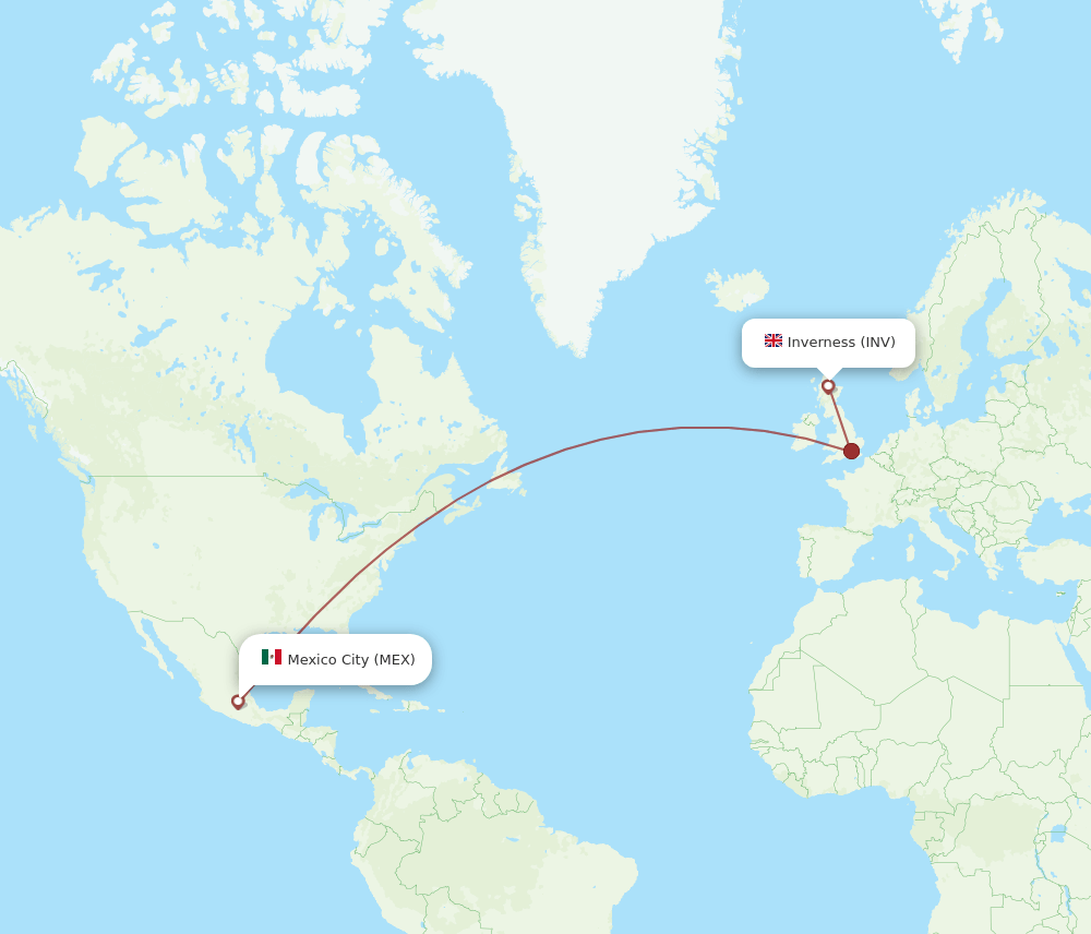 MEX to INV flights and routes map