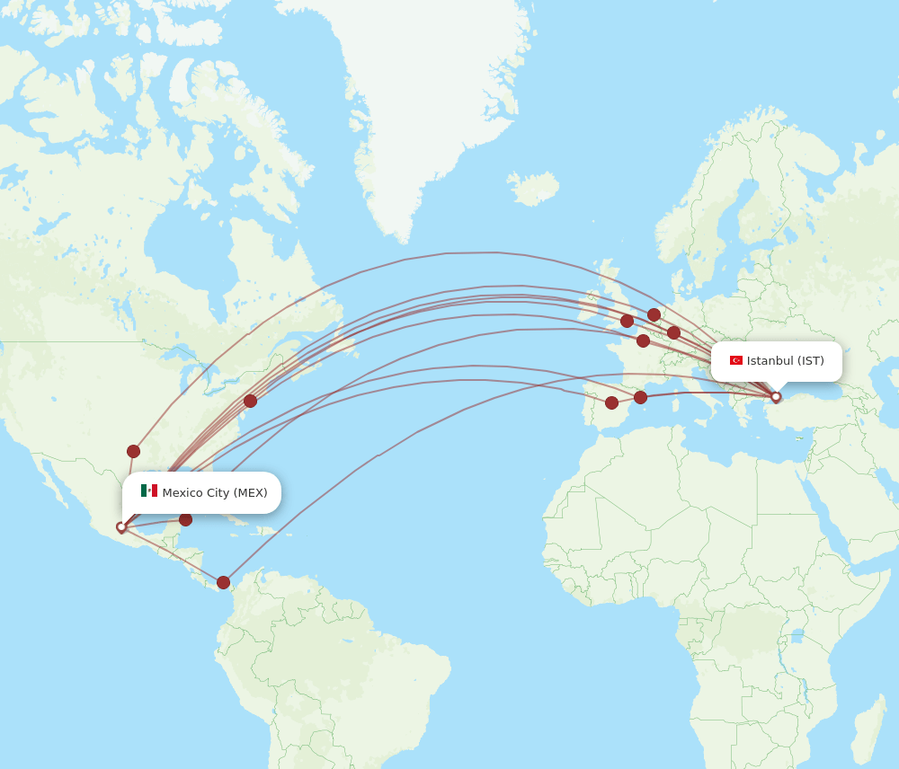 MEX-IST flight routes