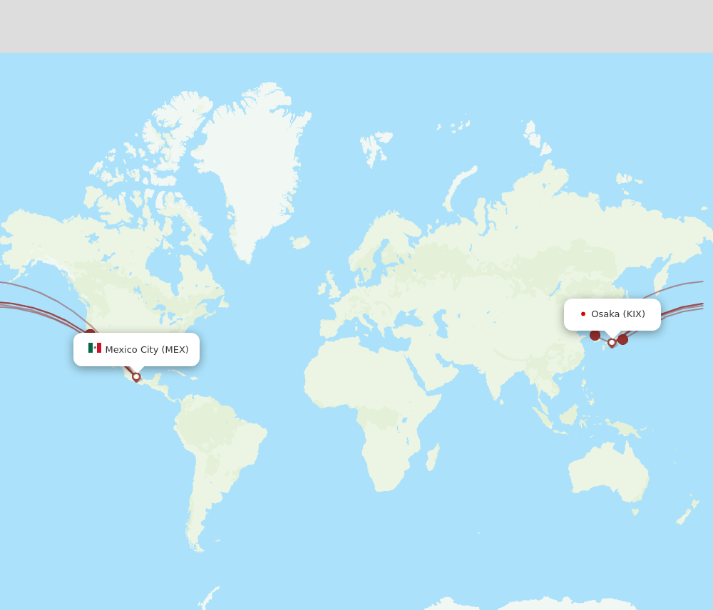MEX-KIX flight routes