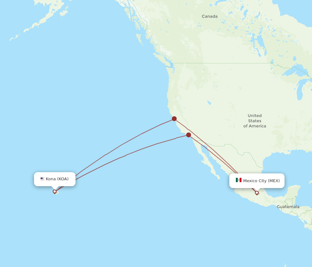 MEX-KOA flight routes