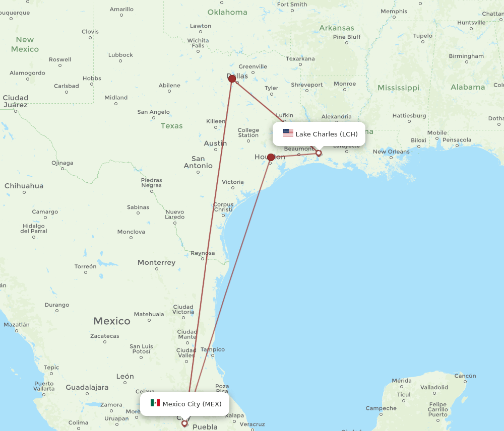 MEX-LCH flight routes
