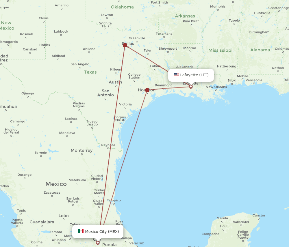 MEX-LFT flight routes