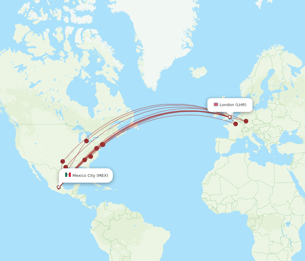 MEX-LHR flight routes