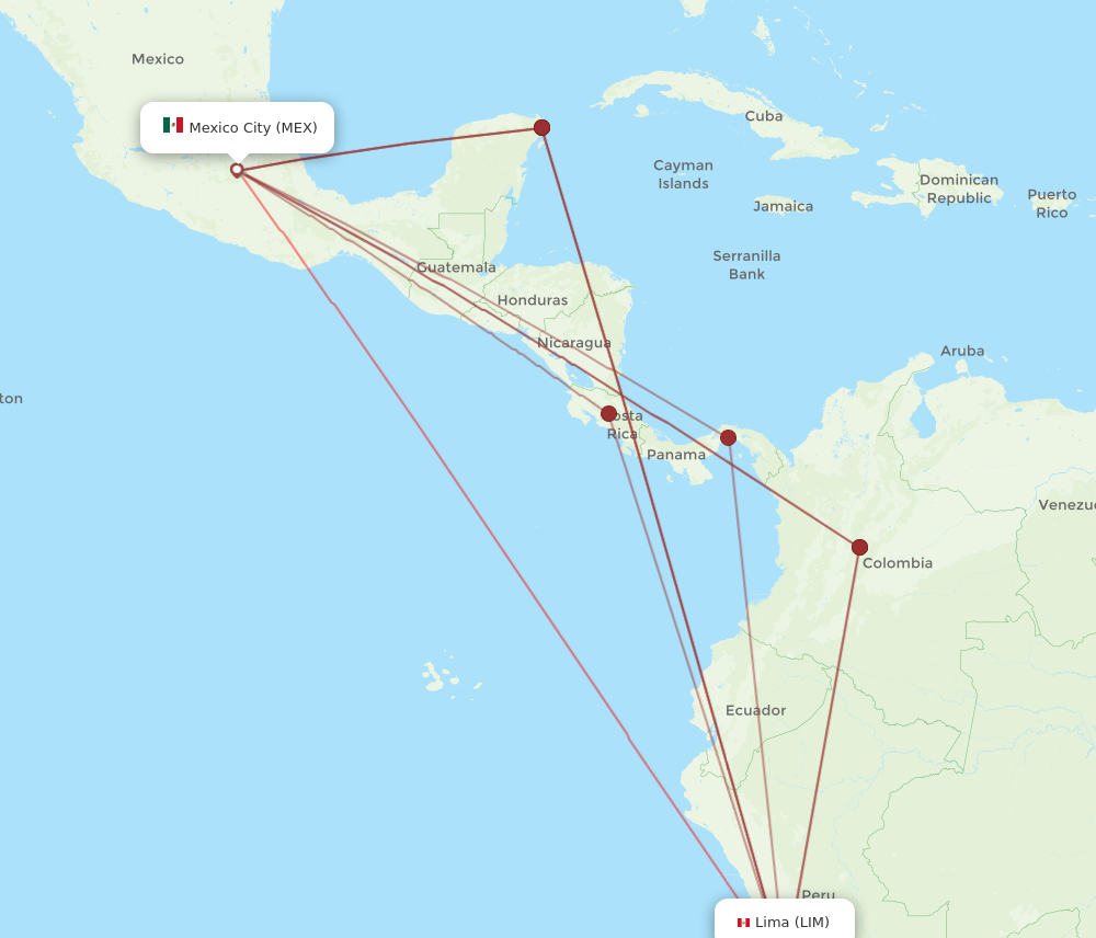 MEX to LIM flights and routes map