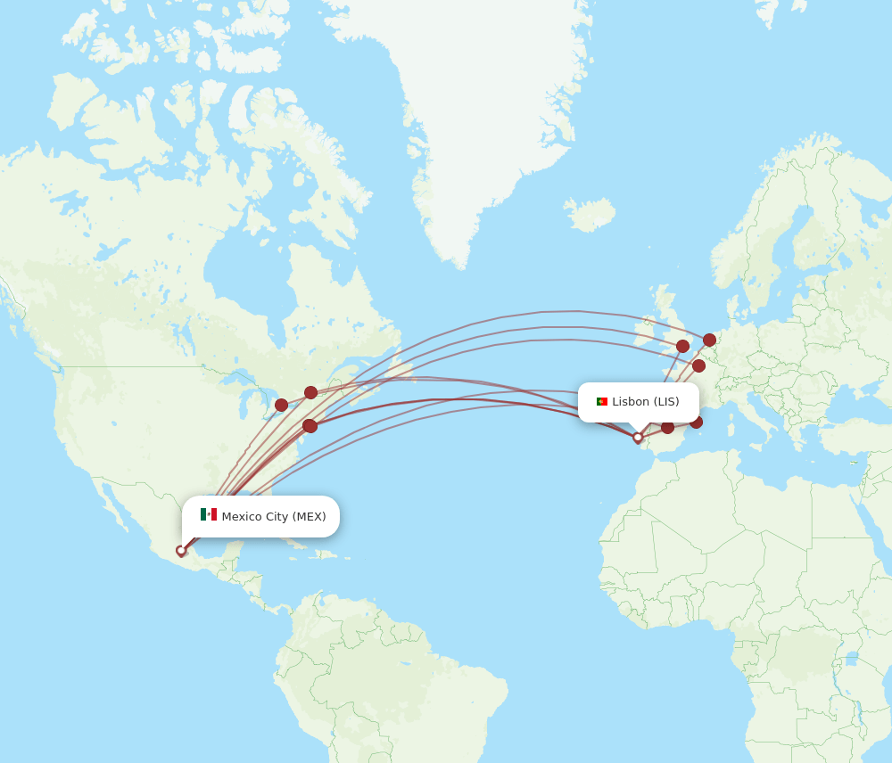 MEX-LIS flight routes