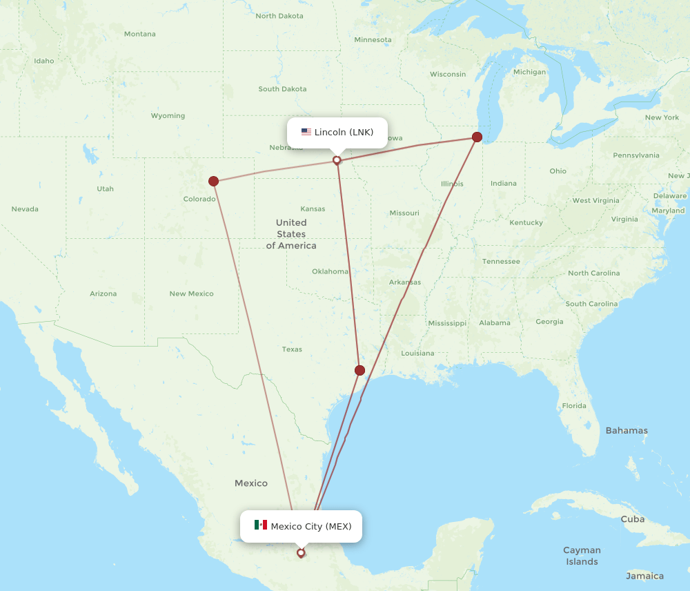 MEX-LNK flight routes