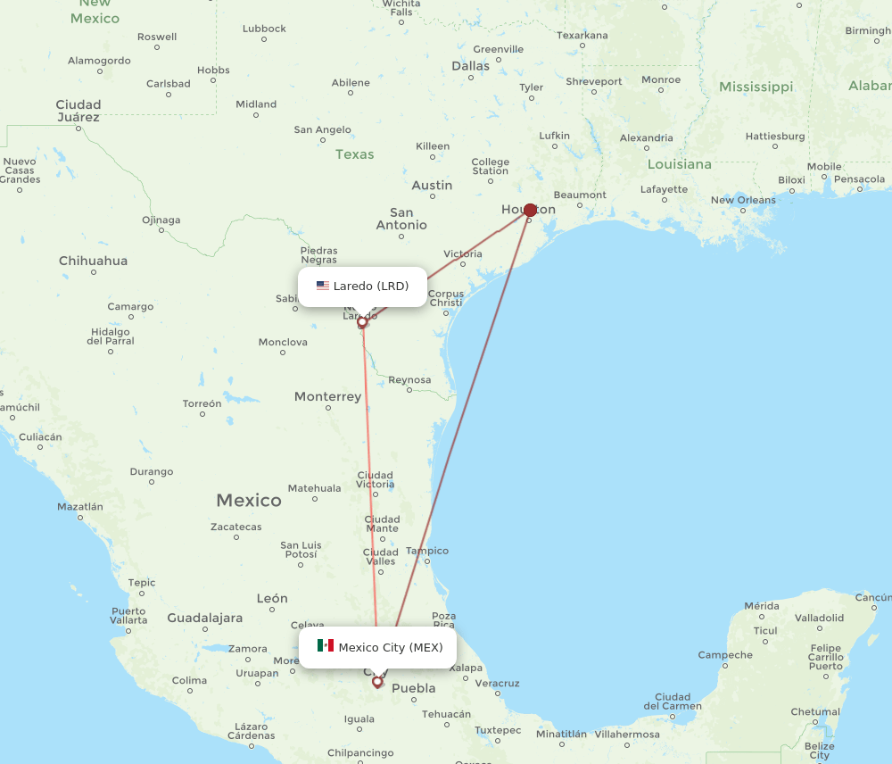 MEX-LRD flight routes