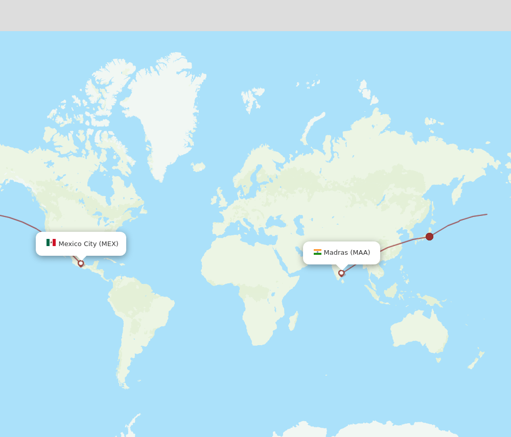 MEX to MAA flights and routes map