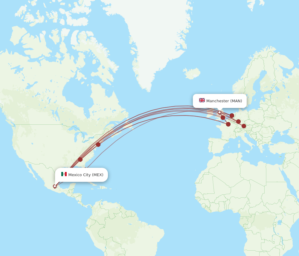 MEX-MAN flight routes