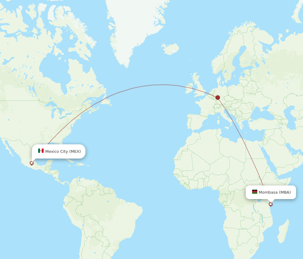 MEX to MBA flights and routes map