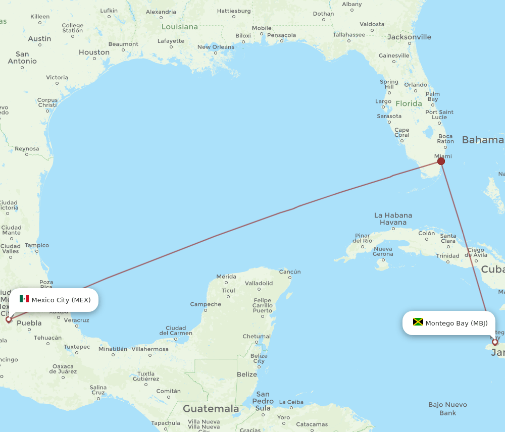 MEX-MBJ flight routes