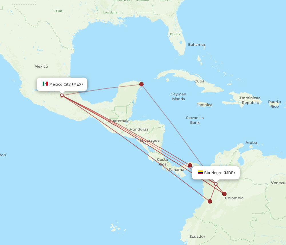 MEX to MDE flights and routes map