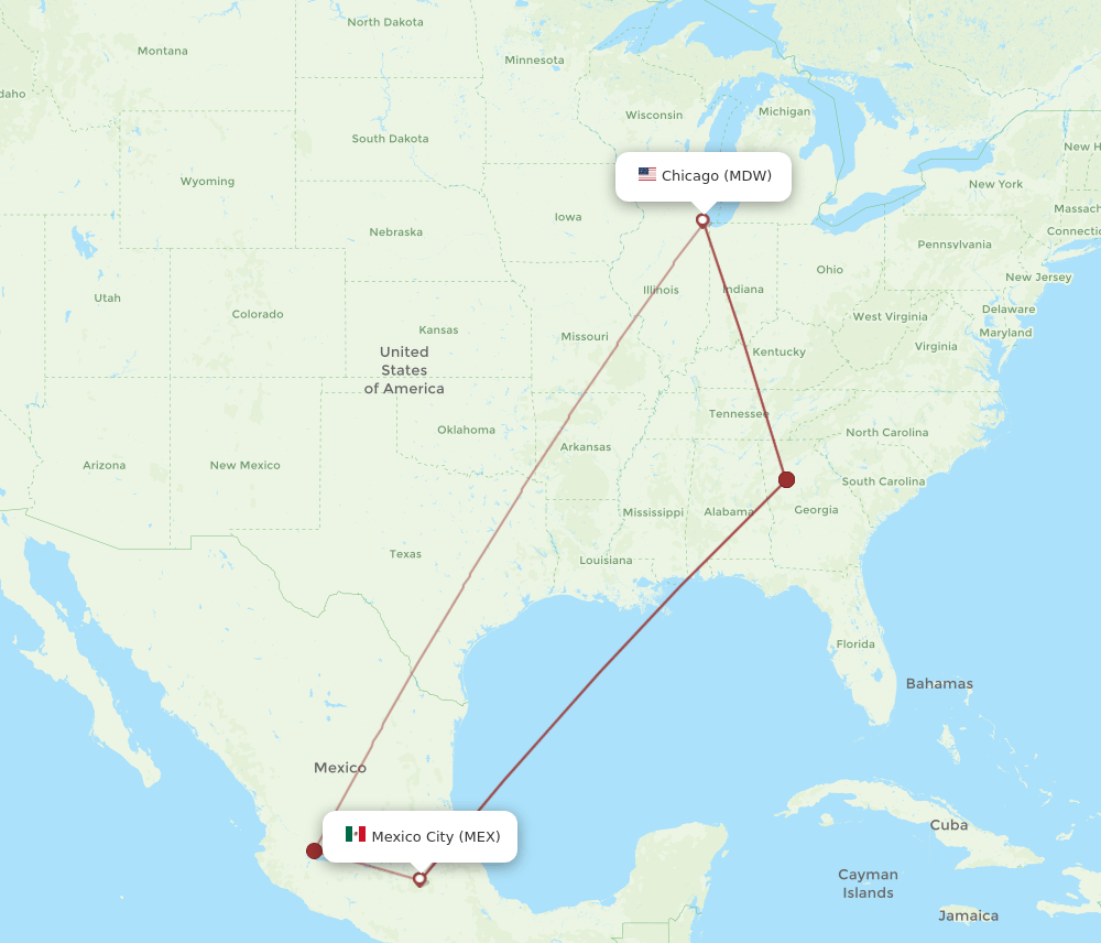MEX to MDW flights and routes map