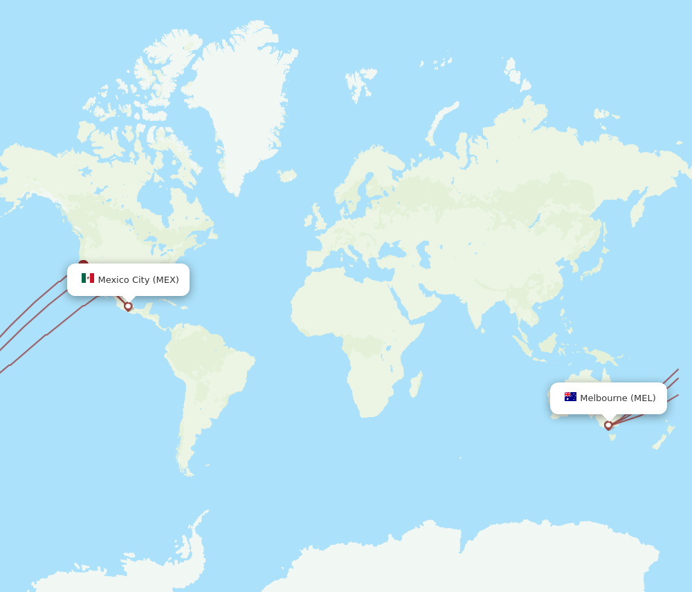 MEX to MEL flights and routes map