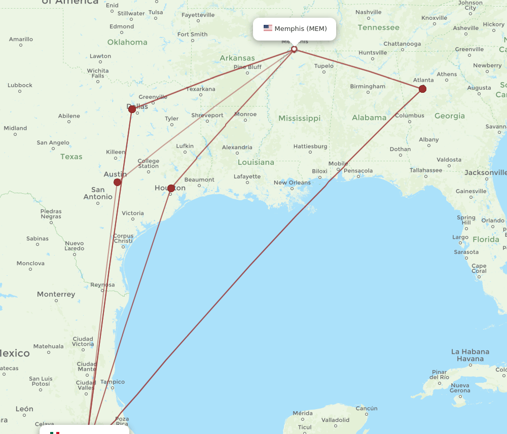 MEX-MEM flight routes