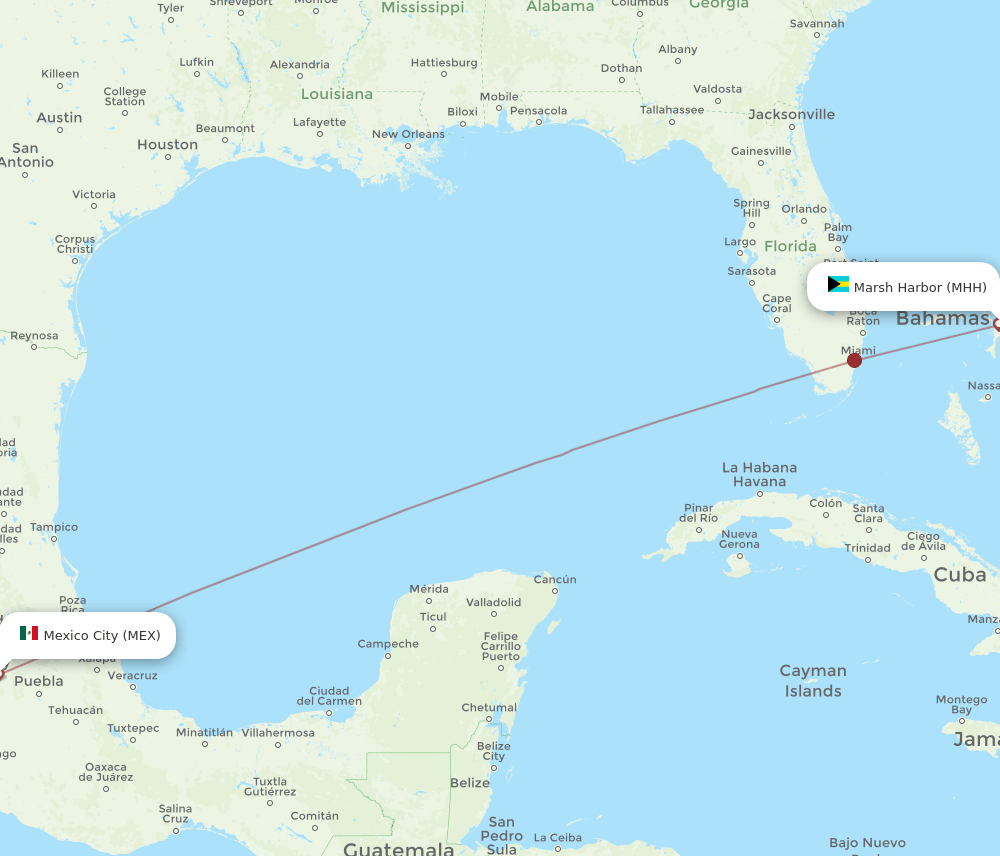 MEX-MHH flight routes