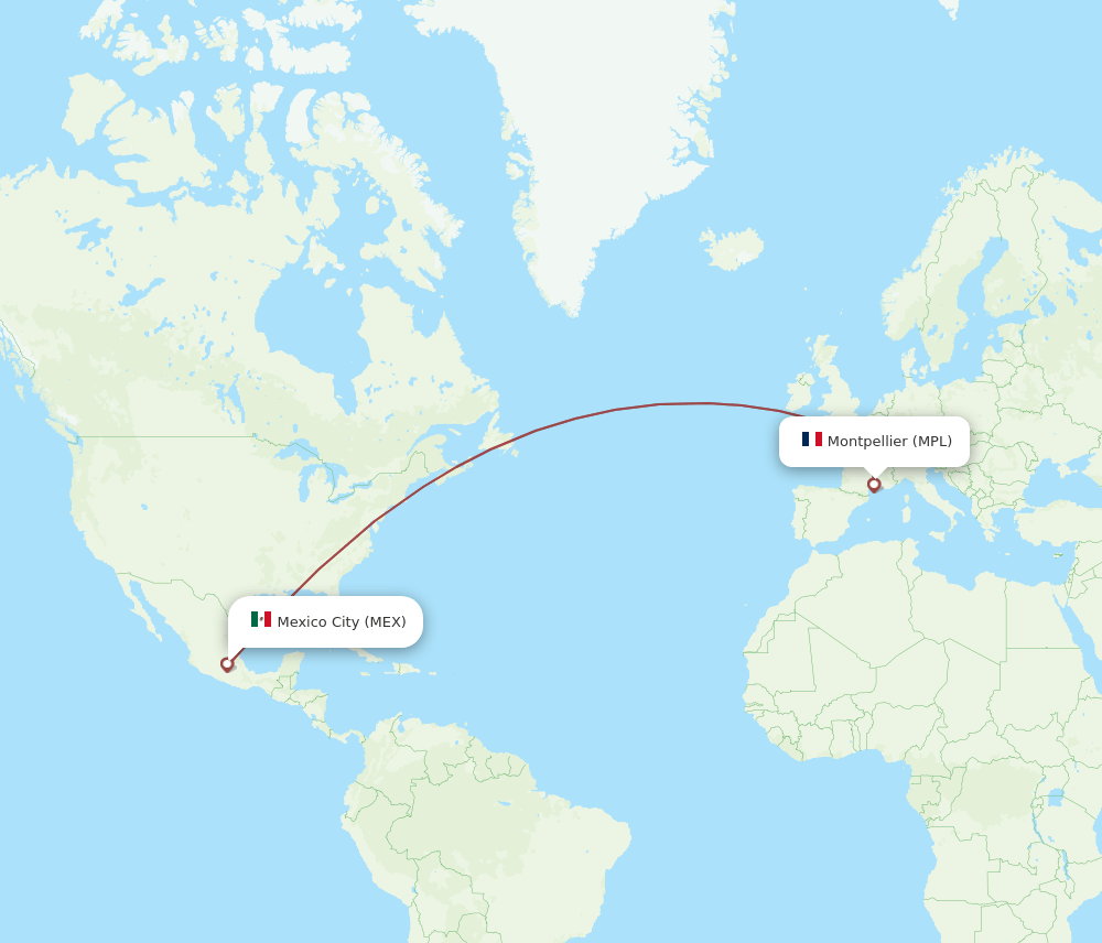 MEX to MPL flights and routes map
