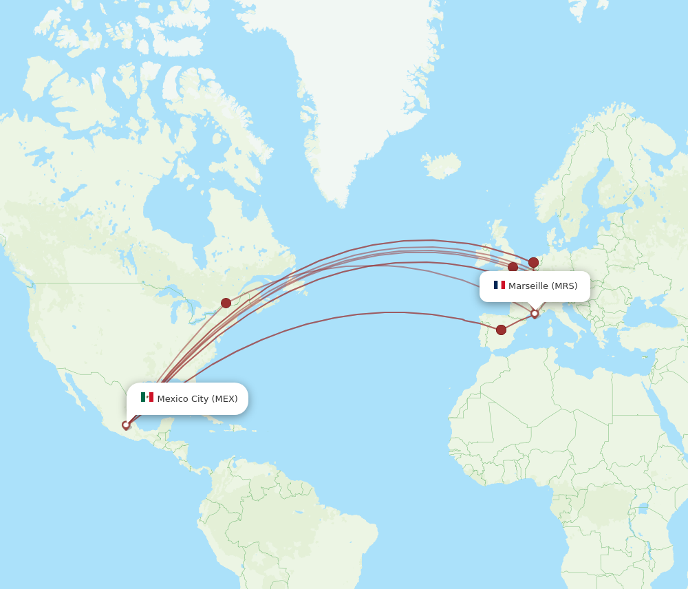 MEX to MRS flights and routes map