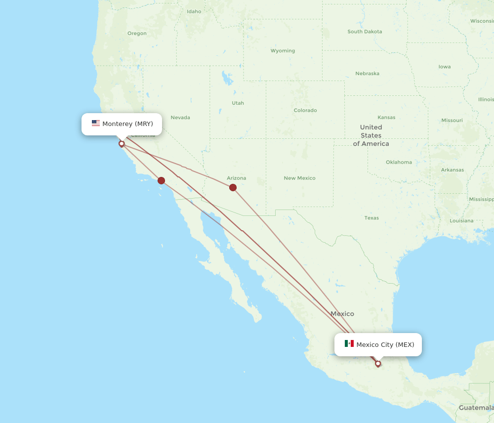 MEX-MRY flight routes