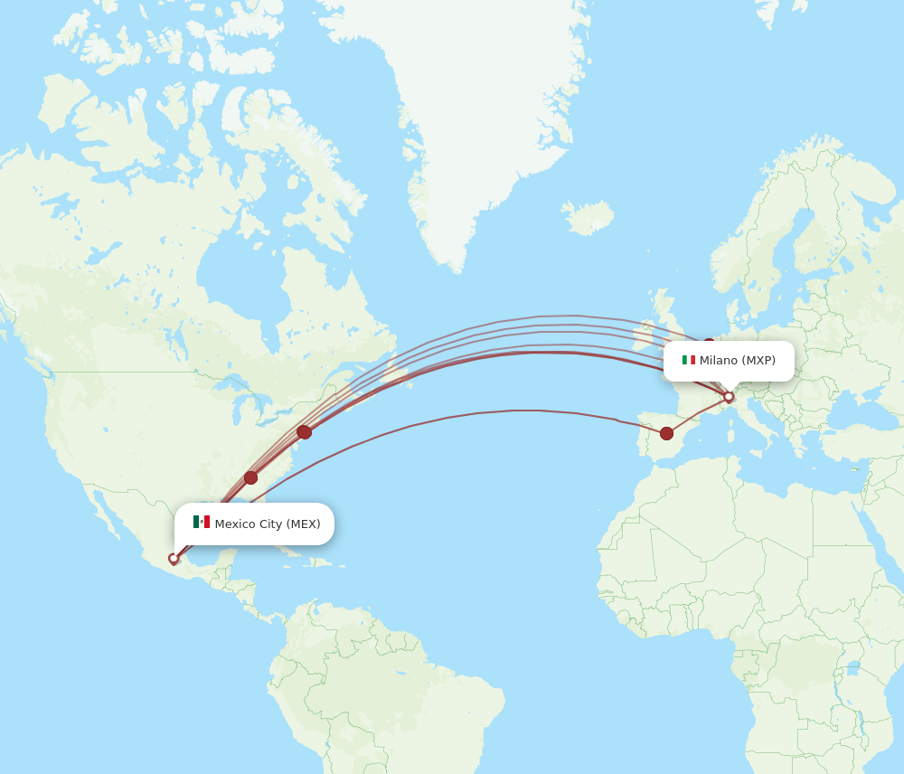 MEX-MXP flight routes