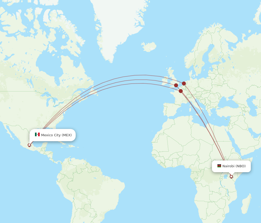 MEX-NBO flight routes