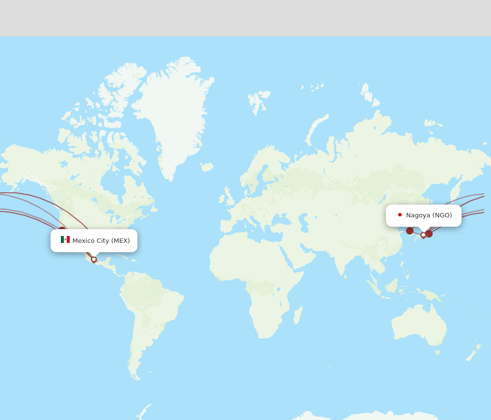 MEX to NGO flights and routes map