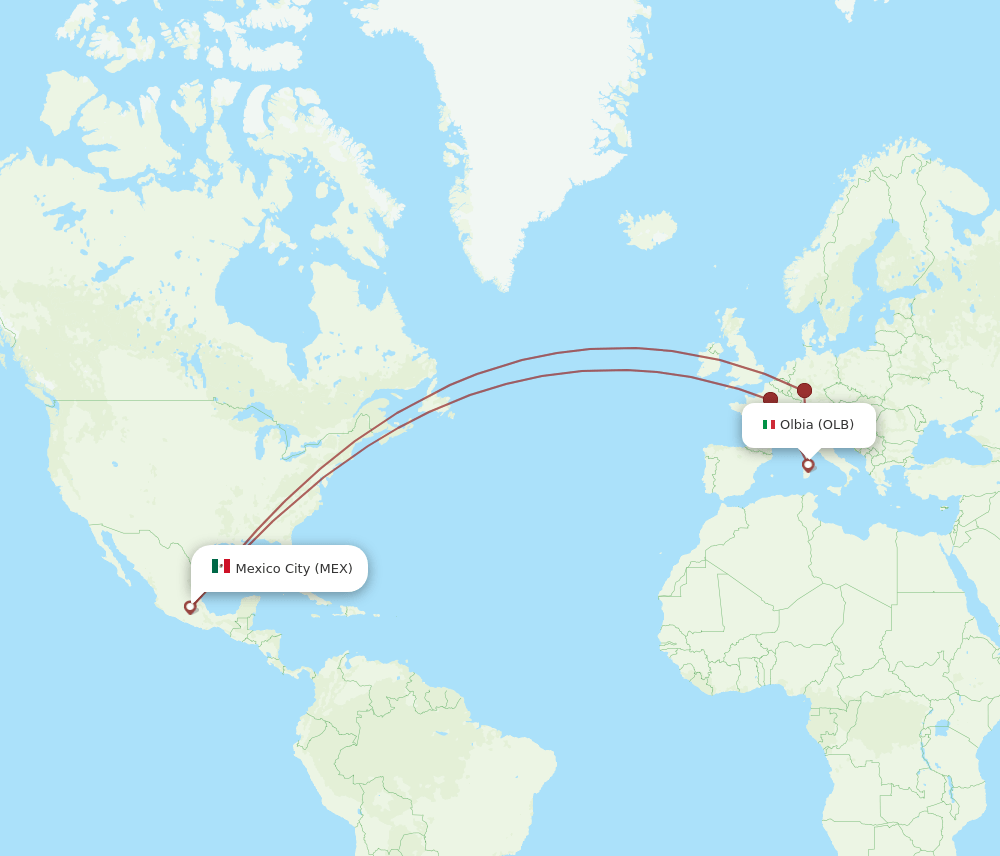 MEX-OLB flight routes