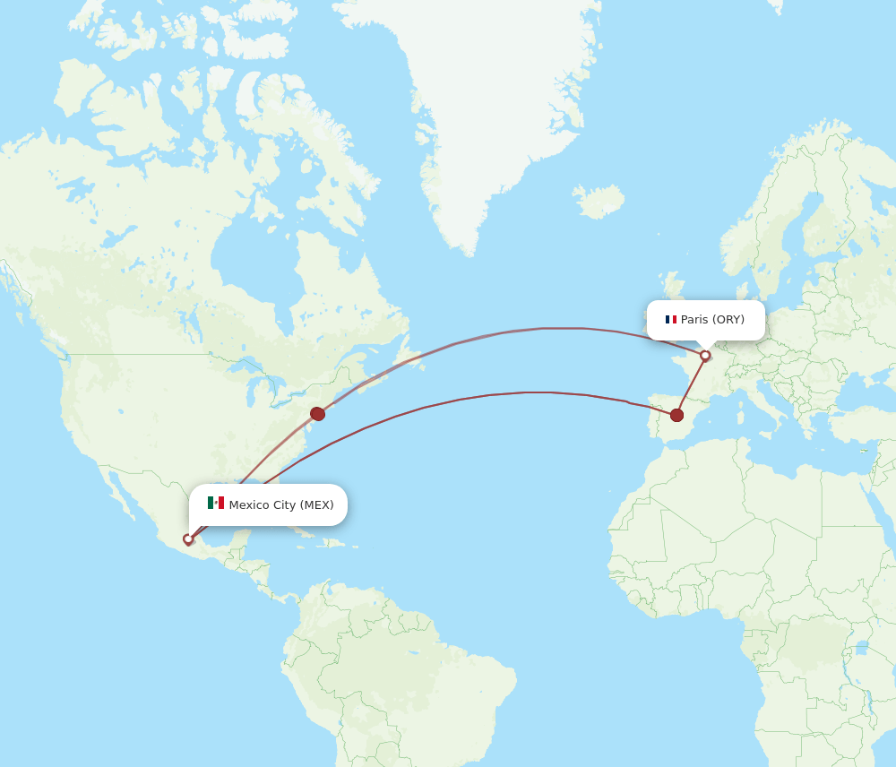 MEX-ORY flight routes