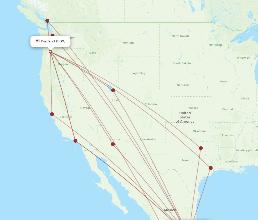 MEX-PDX flight routes