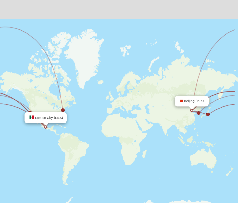 MEX to PEK flights and routes map