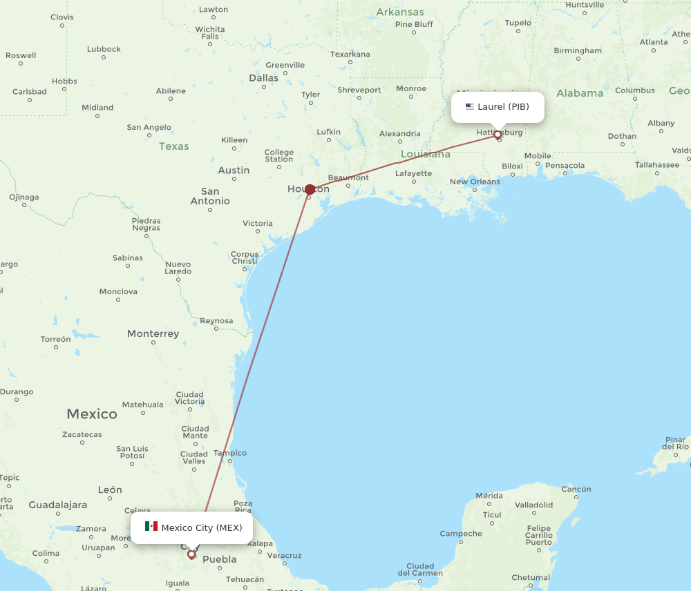MEX-PIB flight routes