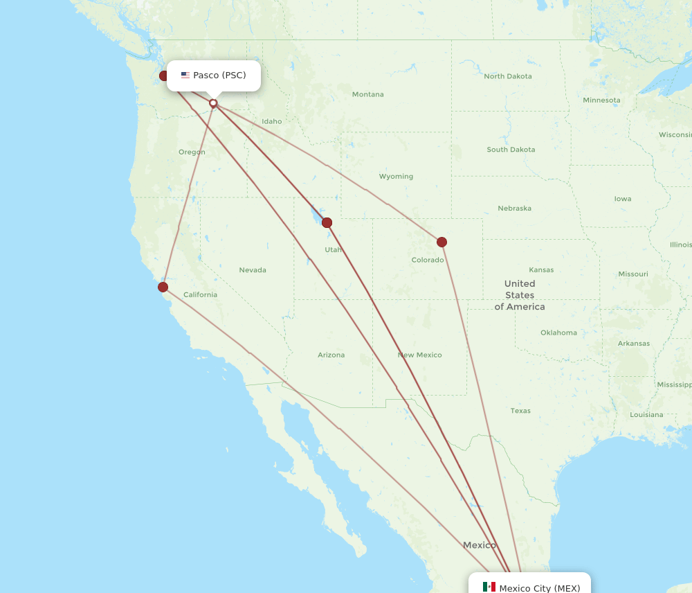 MEX-PSC flight routes