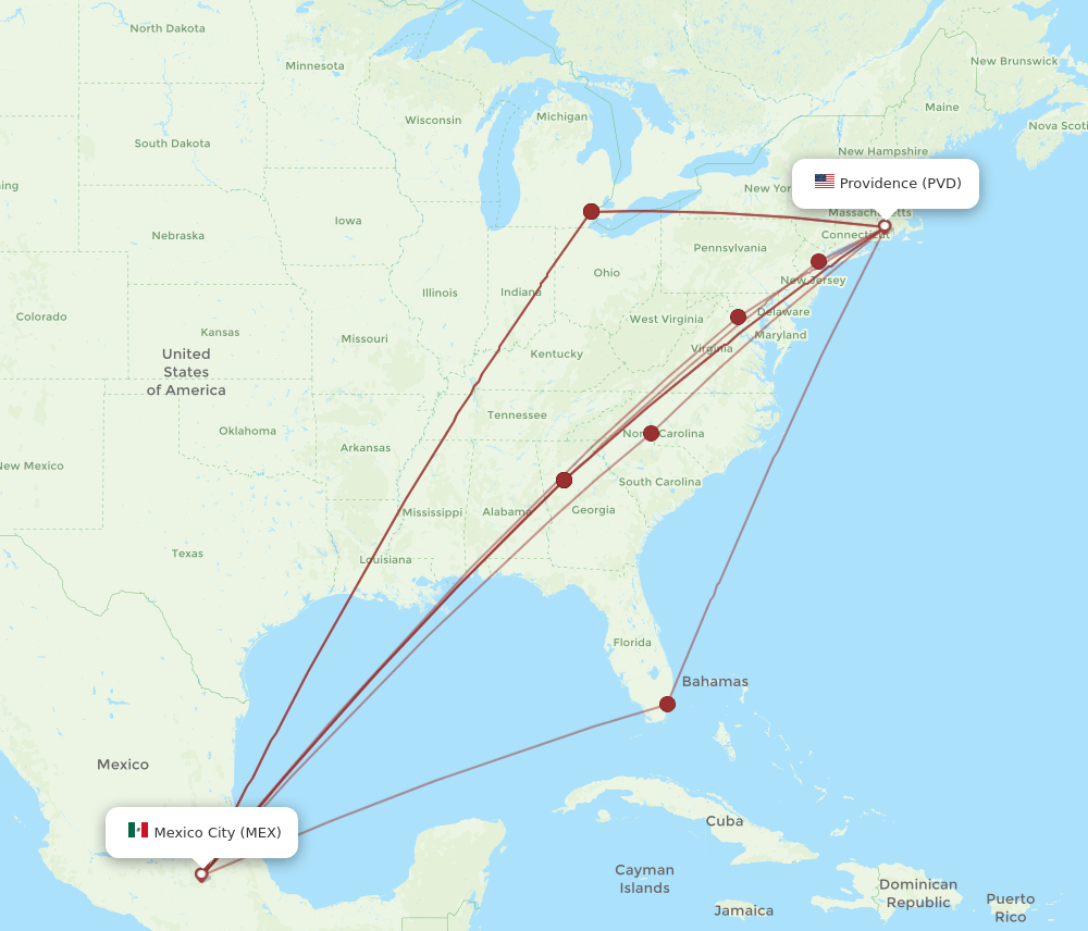 MEX-PVD flight routes
