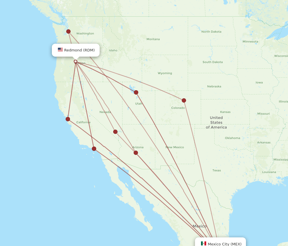MEX-RDM flight routes