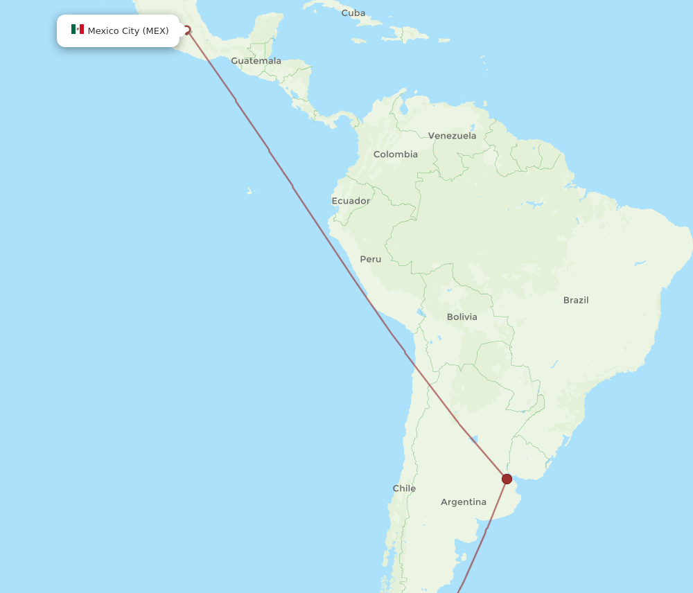 Mexico City - Rio Gallegos route map and flight paths